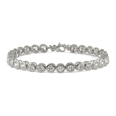 Chisel Stainless Steel Polished Round CZ Link 7 inch Bracelet with 1 inch Extension SRB2228-7