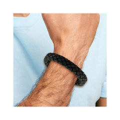 Chisel Stainless Steel Brushed Black Braided Leather 8.25 inch Bracelet SRB2246-8.25