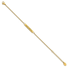Chisel Stainless Steel Polished Yellow IP-plated with CZ LOVE DREAM LAUGH Enjoy the little things 7 inch Bracelet with 1.5 inch Extension SRB2256-7