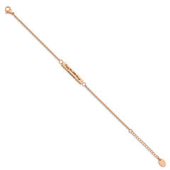 Chisel Stainless Steel Polished Rose IP-plated with CZ LOVE DREAM LAUGH Enjoy the little things 7 inch Bracelet with 1.5 inch Extension SRB2257-7