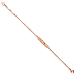 Chisel Stainless Steel Polished Rose IP-plated with CZ LOVE DREAM LAUGH Enjoy the little things 7 inch Bracelet with 1.5 inch Extension SRB2257-7