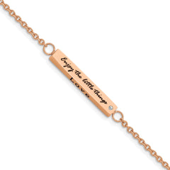 Chisel Stainless Steel Polished Rose IP-plated with CZ LOVE DREAM LAUGH Enjoy the little things 7 inch Bracelet with 1.5 inch Extension SRB2257-7