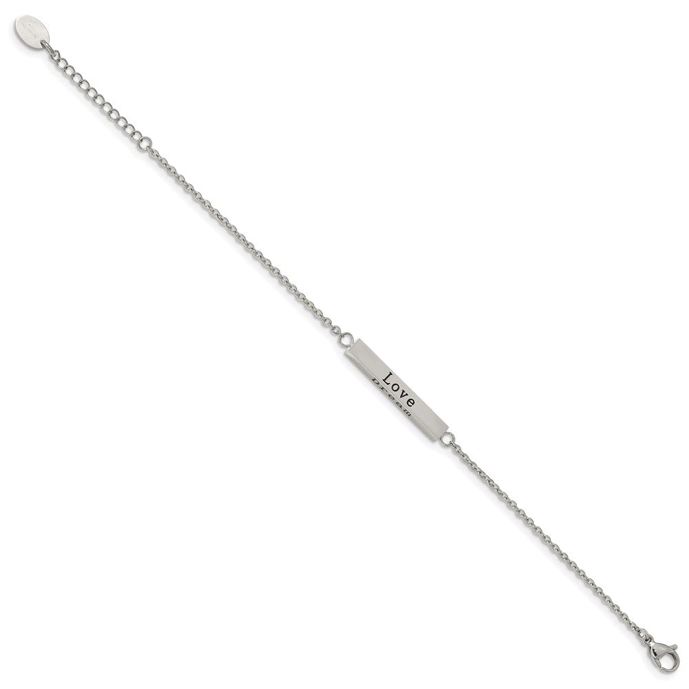 Chisel Stainless Steel Polished with CZ LOVE DREAM LAUGH Enjoy the little things 7 inch Bracelet with 1.5 inch Extension SRB2258-7