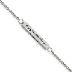 Chisel Stainless Steel Polished with CZ LOVE DREAM LAUGH Enjoy the little things 7 inch Bracelet with 1.5 inch Extension SRB2258-7