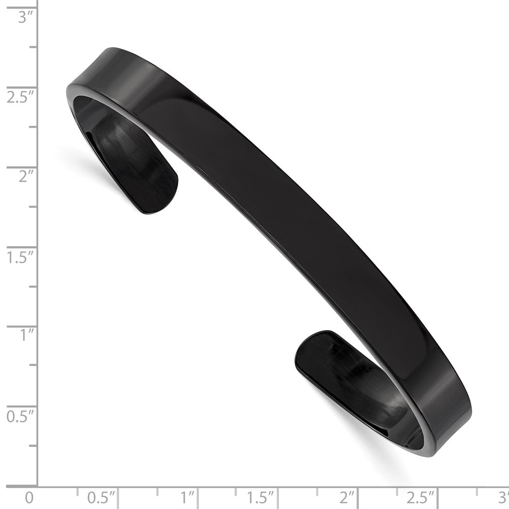Chisel Stainless Steel Polished Black IP-plated 9mm Cuff Bangle SRB247