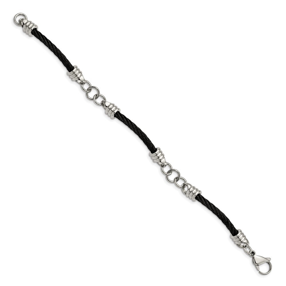 Chisel Stainless Steel Polished Black IP-plated Cable 9 inch Bracelet SRB249-9