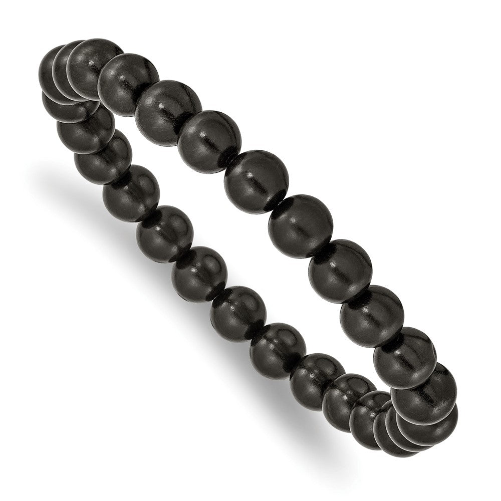 Chisel 8mm Black Wood Beaded Stretch Bracelet SRB2515
