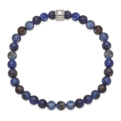 Chisel Stainless Steel Polished 6mm Blue Sodalite Beaded Stretch Bracelet SRB2520