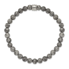 Chisel Stainless Steel Polished 6mm Grey Jasper Beaded Stretch Bracelet SRB2521