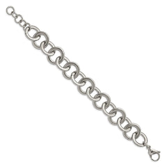 Chisel Stainless Steel Polished 7.5 inch Circle Link Bracelet with 1 inch Extension SRB2522-7.5