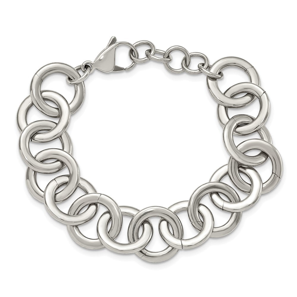 Chisel Stainless Steel Polished 7.5 inch Circle Link Bracelet with 1 inch Extension SRB2522-7.5