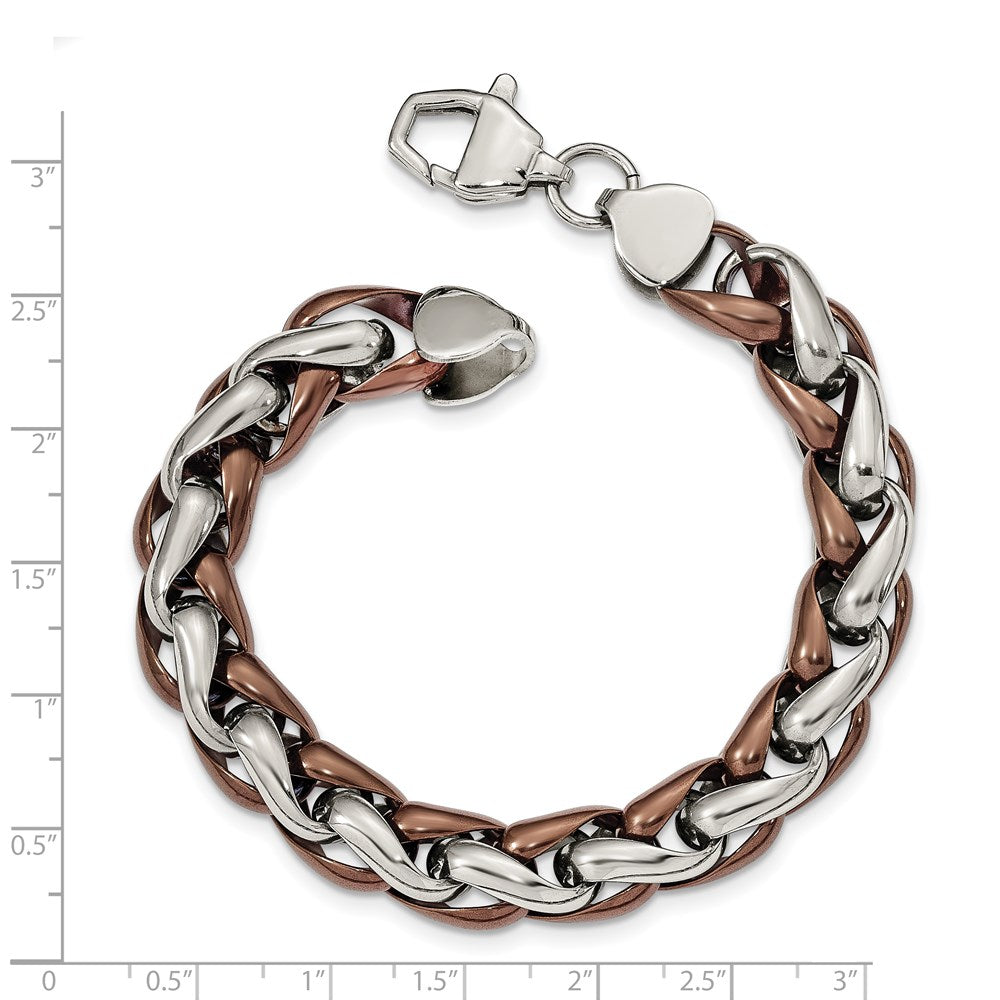 Chisel Stainless Steel Polished Brown IP-plated 8.25 inch Bracelet SRB2528-8.25