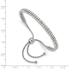 Chisel Stainless Steel Polished Preciosa Crystal Adjustable Bracelet SRB2560
