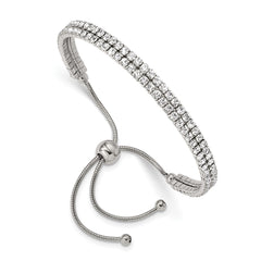 Chisel Stainless Steel Polished Preciosa Crystal Adjustable Bracelet SRB2560