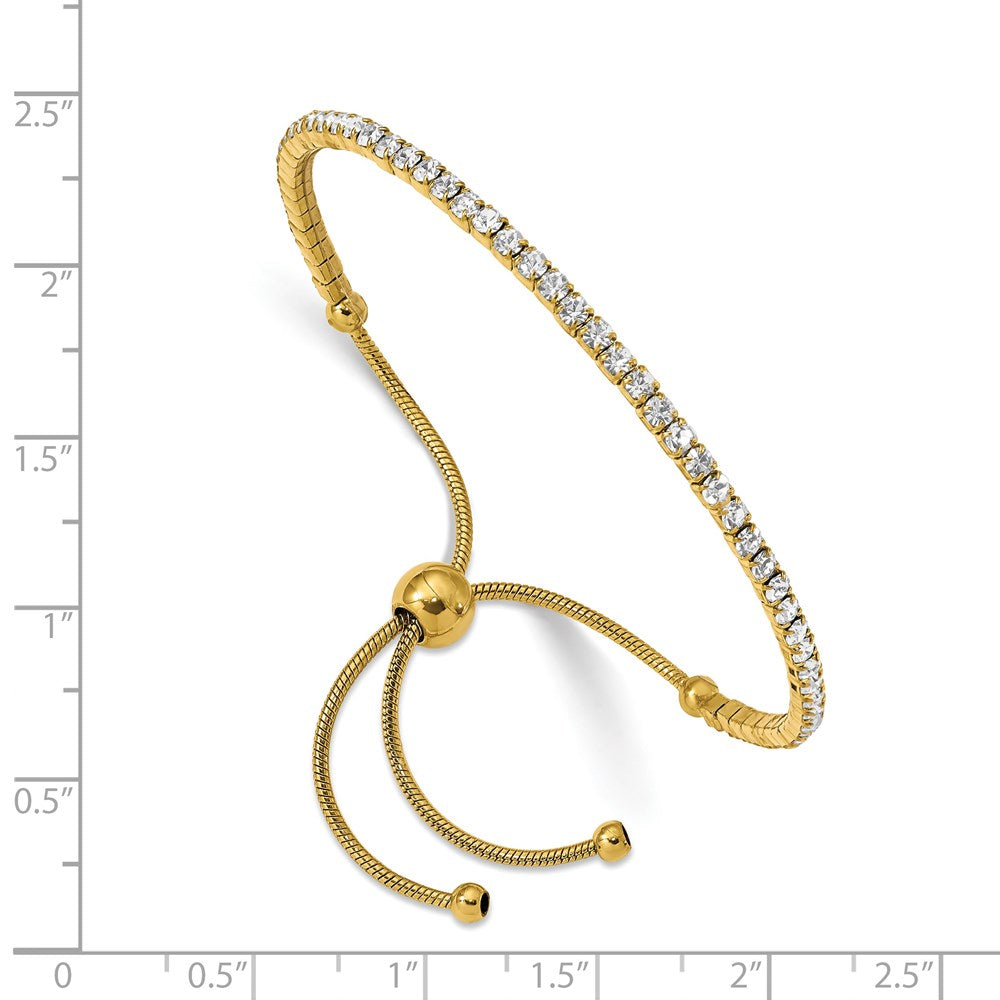 Chisel Stainless Steel Polished Yellow IP-plated Preciosa Crystal Adjustable Bracelet SRB2561