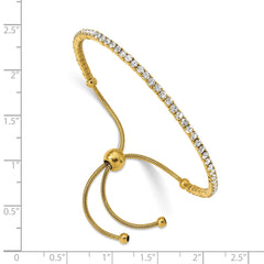 Chisel Stainless Steel Polished Yellow IP-plated Preciosa Crystal Adjustable Bracelet SRB2561