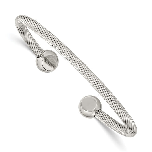 Chisel Stainless Steel Polished Cuff Bangle SRB257