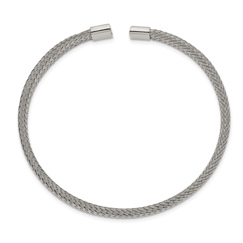 Chisel Stainless Steel Polished 6mm Mesh Wire Cuff Bangle SRB2598