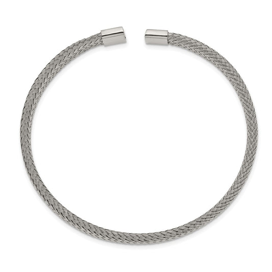 Chisel Stainless Steel Polished 6mm Mesh Wire Cuff Bangle SRB2598