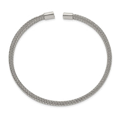 Chisel Stainless Steel Polished 6mm Mesh Wire Cuff Bangle SRB2598