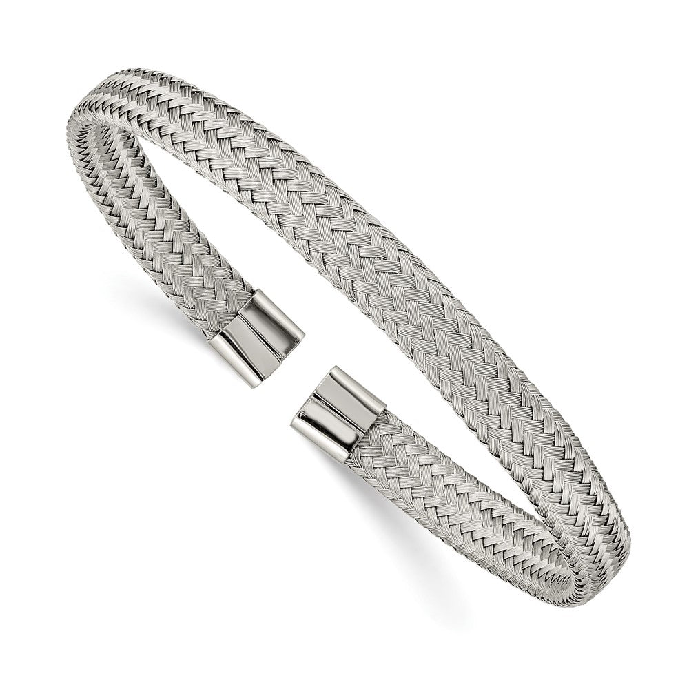 Chisel Stainless Steel Polished 6mm Mesh Wire Cuff Bangle SRB2598