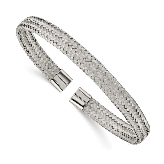 Chisel Stainless Steel Polished 6mm Mesh Wire Cuff Bangle SRB2598