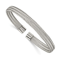 Chisel Stainless Steel Polished 6mm Mesh Wire Cuff Bangle SRB2598