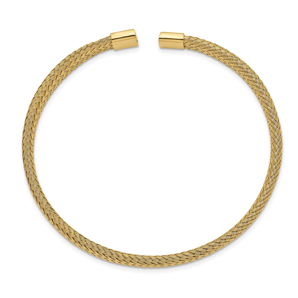 Chisel Stainless Steel Polished Yellow IP-plated 6mm Mesh Wire Cuff Bangle SRB2599