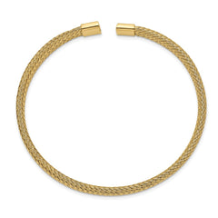 Chisel Stainless Steel Polished Yellow IP-plated 6mm Mesh Wire Cuff Bangle SRB2599