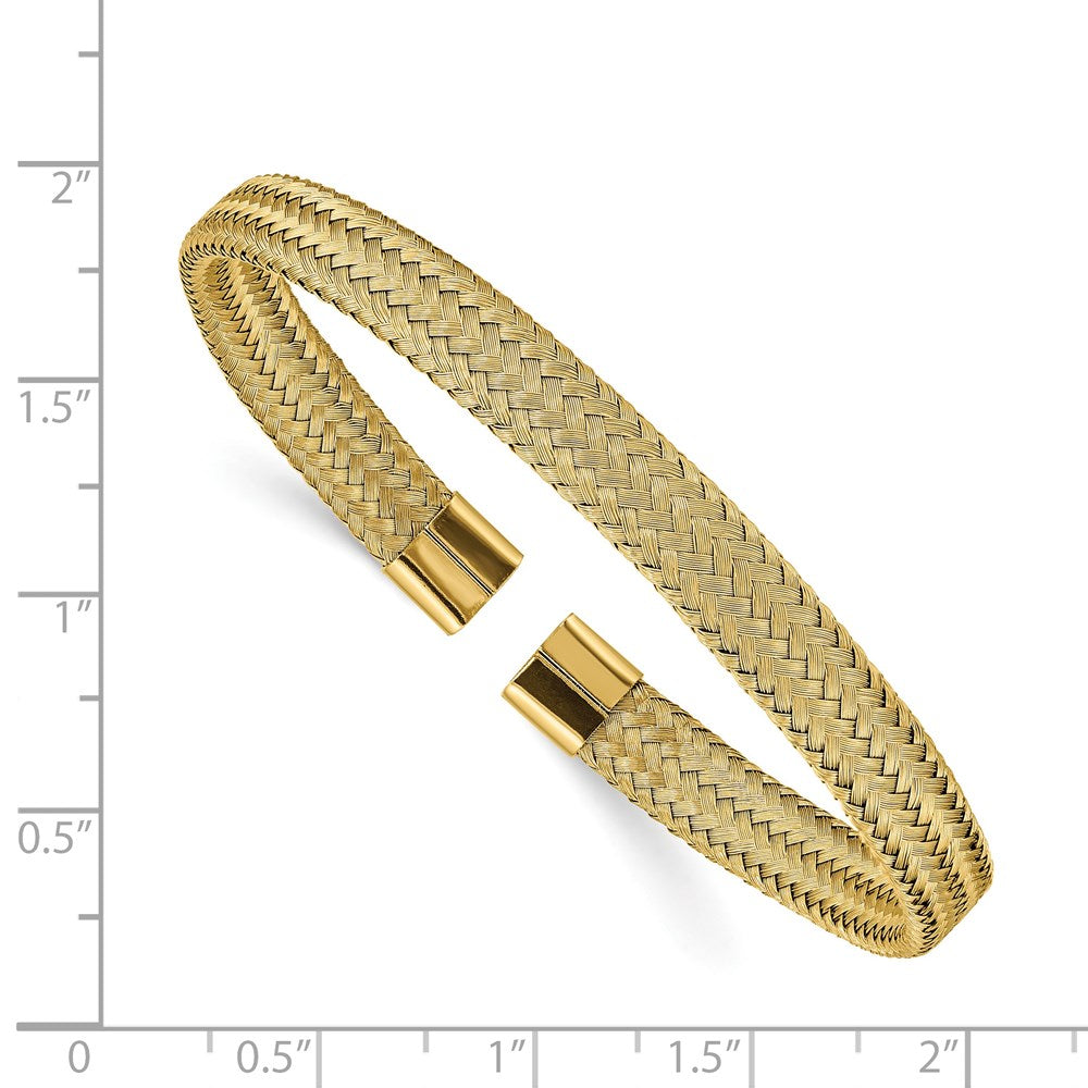 Chisel Stainless Steel Polished Yellow IP-plated 6mm Mesh Wire Cuff Bangle SRB2599
