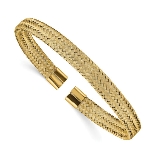 Chisel Stainless Steel Polished Yellow IP-plated 6mm Mesh Wire Cuff Bangle SRB2599