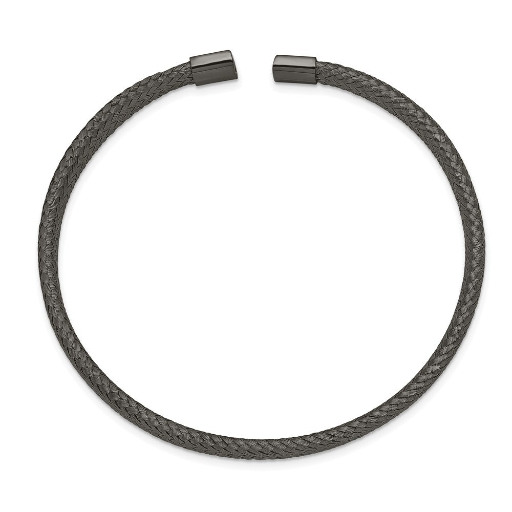 Chisel Stainless Steel Polished Black IP-plated 6mm Mesh Wire Cuff Bangle SRB2600
