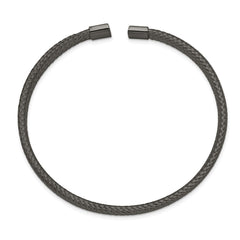 Chisel Stainless Steel Polished Black IP-plated 6mm Mesh Wire Cuff Bangle SRB2600