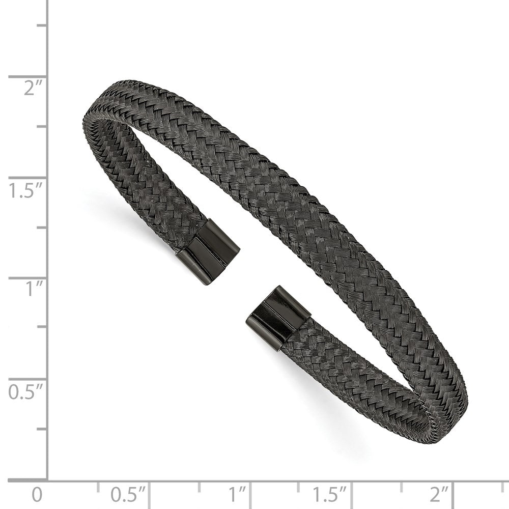 Chisel Stainless Steel Polished Black IP-plated 6mm Mesh Wire Cuff Bangle SRB2600