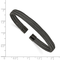 Chisel Stainless Steel Polished Black IP-plated 6mm Mesh Wire Cuff Bangle SRB2600