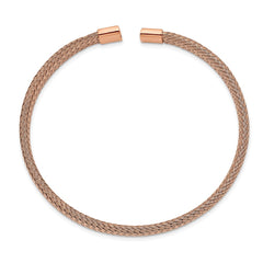 Chisel Stainless Steel Polished Rose IP-plated 6mm Mesh Wire Cuff Bangle SRB2601