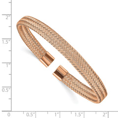 Chisel Stainless Steel Polished Rose IP-plated 6mm Mesh Wire Cuff Bangle SRB2601