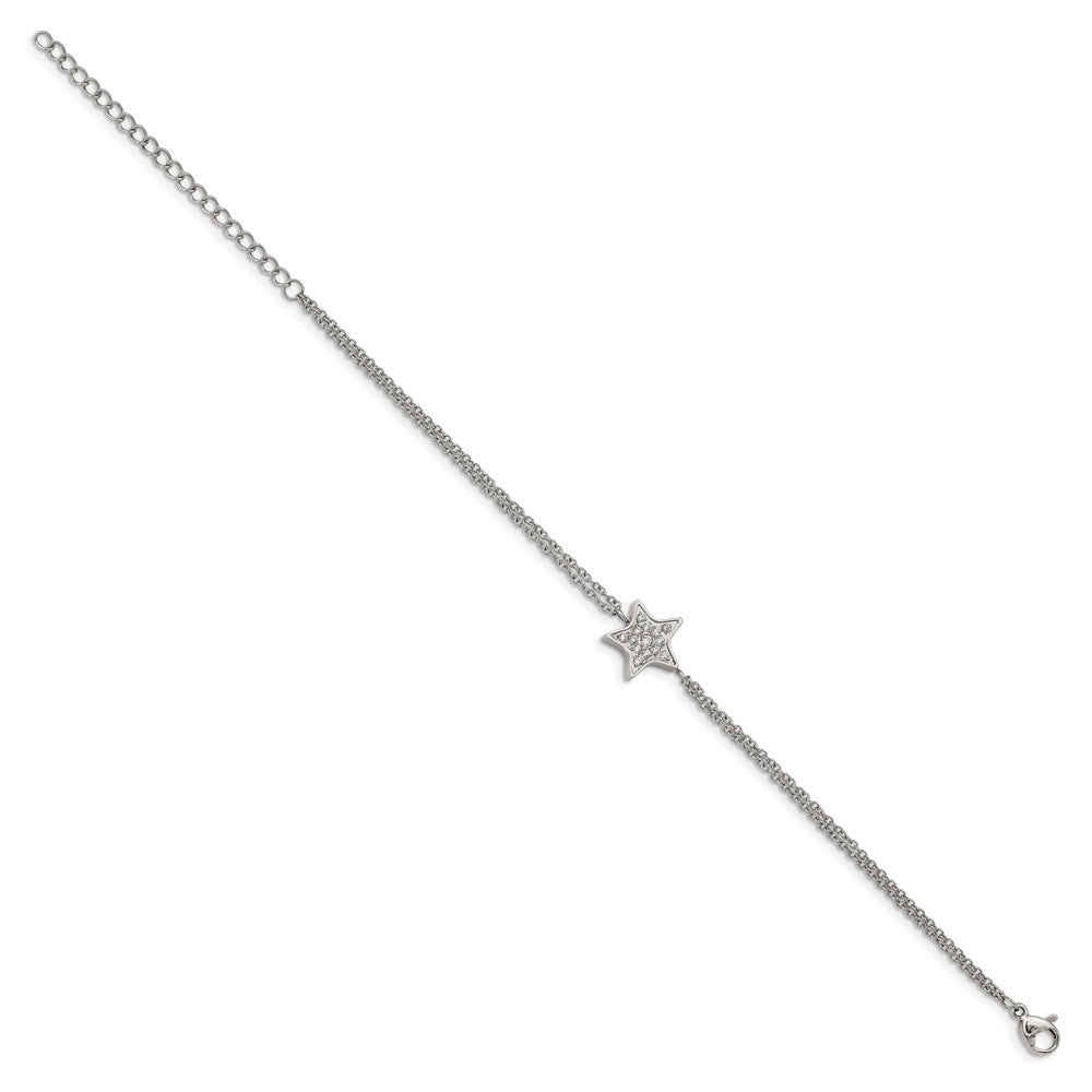 Chisel Stainless Steel Polished with CZ Star 6.25 inch Bracelet with 2 inch Extension SRB2608-6.25