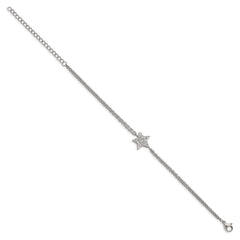 Chisel Stainless Steel Polished with CZ Star 6.25 inch Bracelet with 2 inch Extension SRB2608-6.25