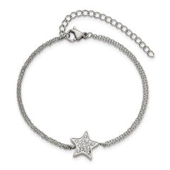 Chisel Stainless Steel Polished with CZ Star 6.25 inch Bracelet with 2 inch Extension SRB2608-6.25