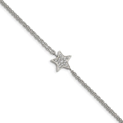 Chisel Stainless Steel Polished with CZ Star 6.25 inch Bracelet with 2 inch Extension SRB2608-6.25