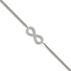 Chisel Stainless Steel Polished with CZ Infinity Symbol 6.25 inch Bracelet with 2 inch Extension SRB2616-6.25