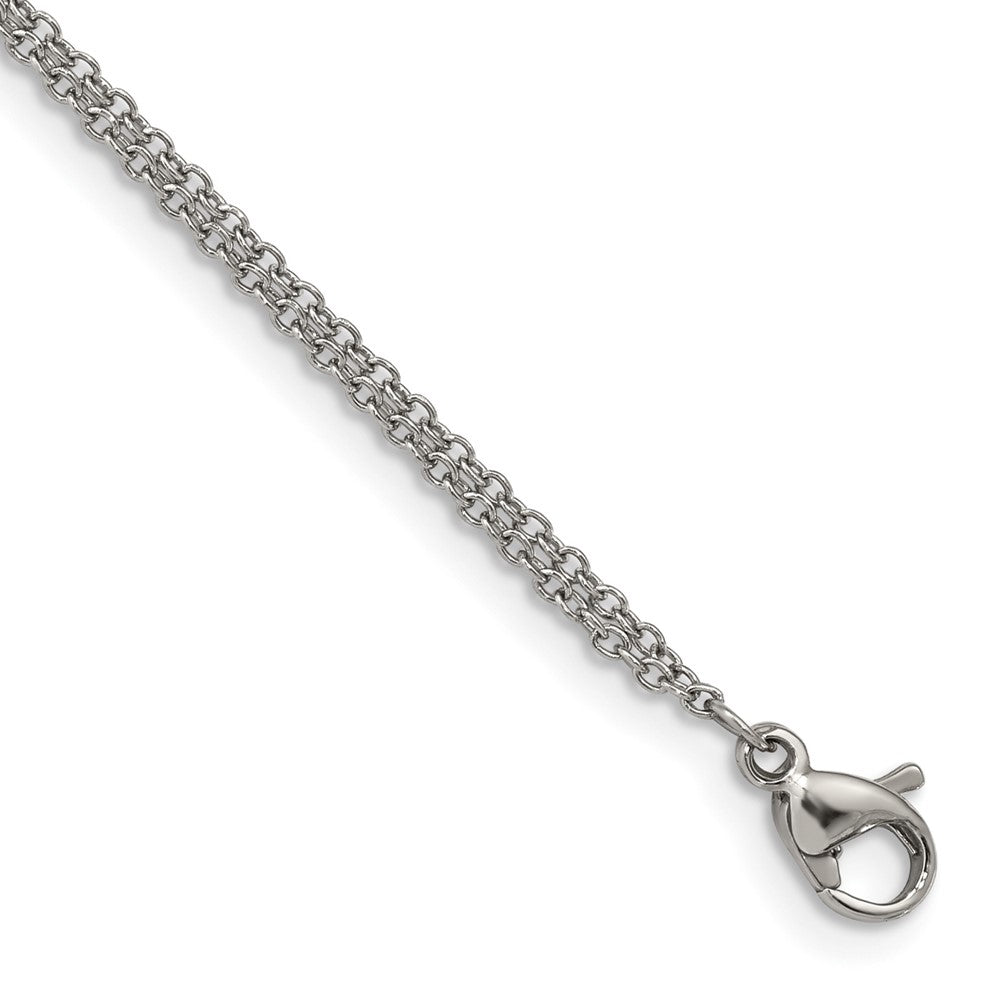 Chisel Stainless Steel Polished CZ Sideways Cross 6.25 inch Bracelet with 2 inch Extension SRB2617-6.25
