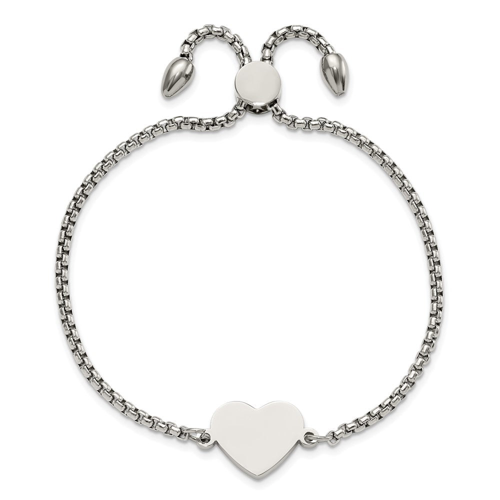 Chisel Stainless Steel Polished Heart Adjustable Bracelet SRB2642