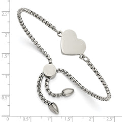 Chisel Stainless Steel Polished Heart Adjustable Bracelet SRB2642