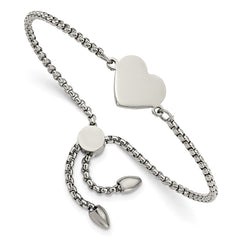 Chisel Stainless Steel Polished Heart Adjustable Bracelet SRB2642