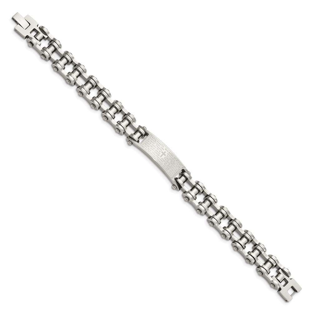 Chisel Stainless Steel Polished Spanish Lord's Prayer 9 inch Link ID Bracelet SRB2648-9