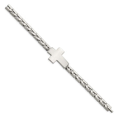 Chisel Stainless Steel Polished Cross 8 inch Link Bracelet SRB2650-8