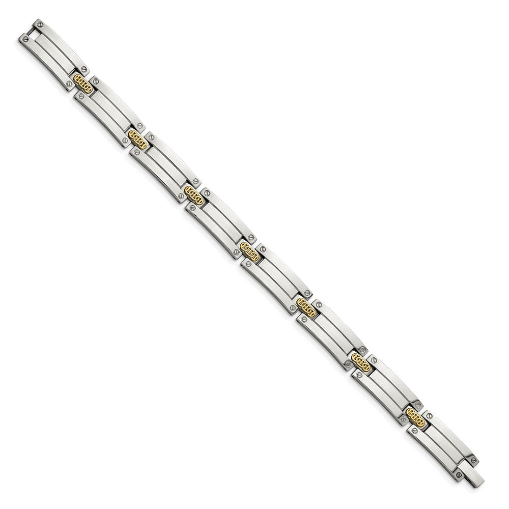 Chisel Stainless Steel with 14k Gold Accent Polished 8.5 inch Link Bracelet SRB2660-8.5