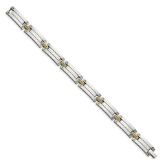 Chisel Stainless Steel with 14k Gold Accent Polished 8.5 inch Link Bracelet SRB2660-8.5